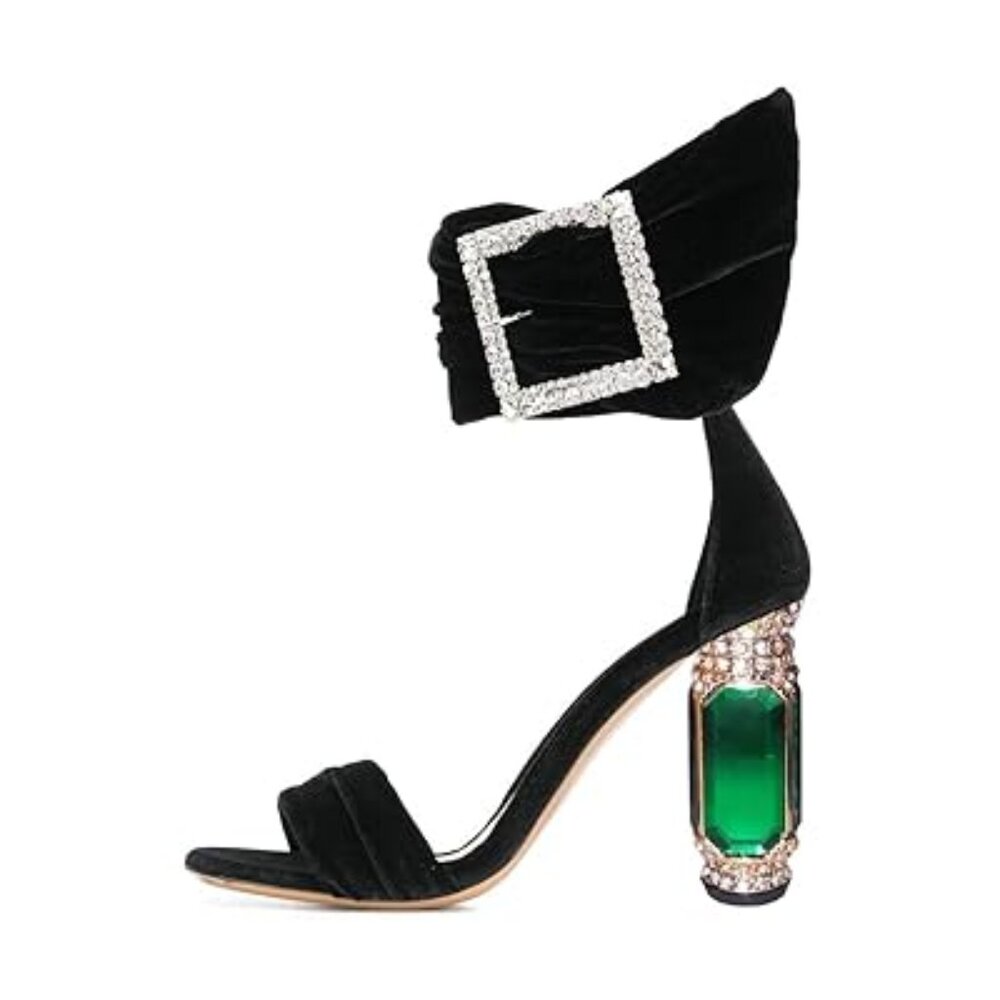 FSJ Women Open Toe Stylish Sandal Ankle Strap Chunky Block High Thick Heels Wedd